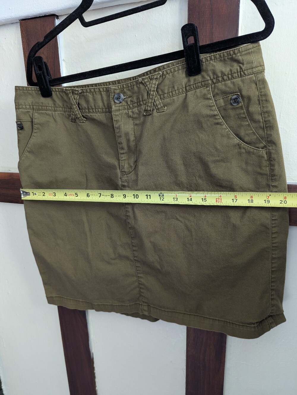 Olive Green Cotton Mini Skirt